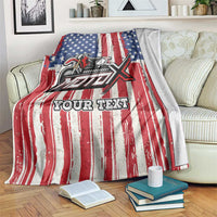 Personalized Motocross Rider Blanket with American Flag and Thin Blue Line Pattern - Wonder Print Shop