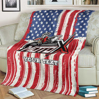 Personalized Motocross Rider Blanket with American Flag and Thin Blue Line Pattern - Wonder Print Shop