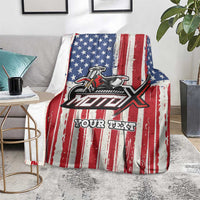 Personalized Motocross Rider Blanket with American Flag and Thin Blue Line Pattern - Wonder Print Shop