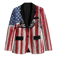 Personalized Motocross Rider Blazer with American Flag and Thin Blue Line Pattern - Wonder Print Shop