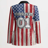Personalized Motocross Rider Blazer with American Flag and Thin Blue Line Pattern - Wonder Print Shop
