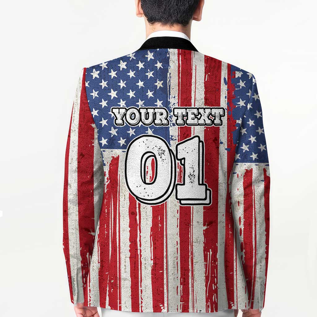 Personalized Motocross Rider Blazer with American Flag and Thin Blue Line Pattern - Wonder Print Shop