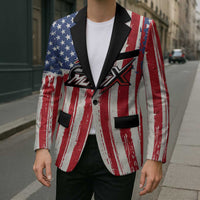 Personalized Motocross Rider Blazer with American Flag and Thin Blue Line Pattern - Wonder Print Shop