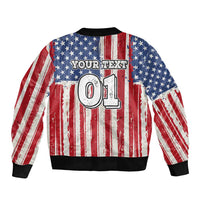 Personalized Motocross Rider Bomber Jacket with American Flag and Thin Blue Line Pattern - Wonder Print Shop