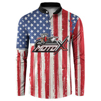 Personalized Motocross Rider Button Sweatshirt with American Flag and Thin Blue Line Pattern - Wonder Print Shop