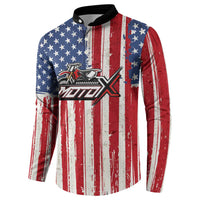 Personalized Motocross Rider Button Sweatshirt with American Flag and Thin Blue Line Pattern - Wonder Print Shop