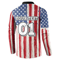 Personalized Motocross Rider Button Sweatshirt with American Flag and Thin Blue Line Pattern - Wonder Print Shop
