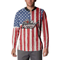 Personalized Motocross Rider Button Sweatshirt with American Flag and Thin Blue Line Pattern - Wonder Print Shop