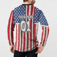 Personalized Motocross Rider Button Sweatshirt with American Flag and Thin Blue Line Pattern - Wonder Print Shop