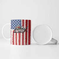 Personalized Motocross Rider Ceramic Mug with American Flag and Thin Blue Line Pattern - Wonder Print Shop