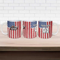 Personalized Motocross Rider Ceramic Mug with American Flag and Thin Blue Line Pattern - Wonder Print Shop
