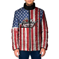 Personalized Motocross Rider Padded Jacket with American Flag and Thin Blue Line Pattern - Wonder Print Shop