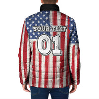 Personalized Motocross Rider Padded Jacket with American Flag and Thin Blue Line Pattern - Wonder Print Shop