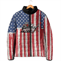 Personalized Motocross Rider Padded Jacket with American Flag and Thin Blue Line Pattern - Wonder Print Shop