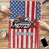 Personalized Motocross Rider Puzzle with American Flag and Thin Blue Line Pattern - Wonder Print Shop