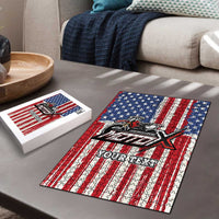 Personalized Motocross Rider Puzzle with American Flag and Thin Blue Line Pattern - Wonder Print Shop