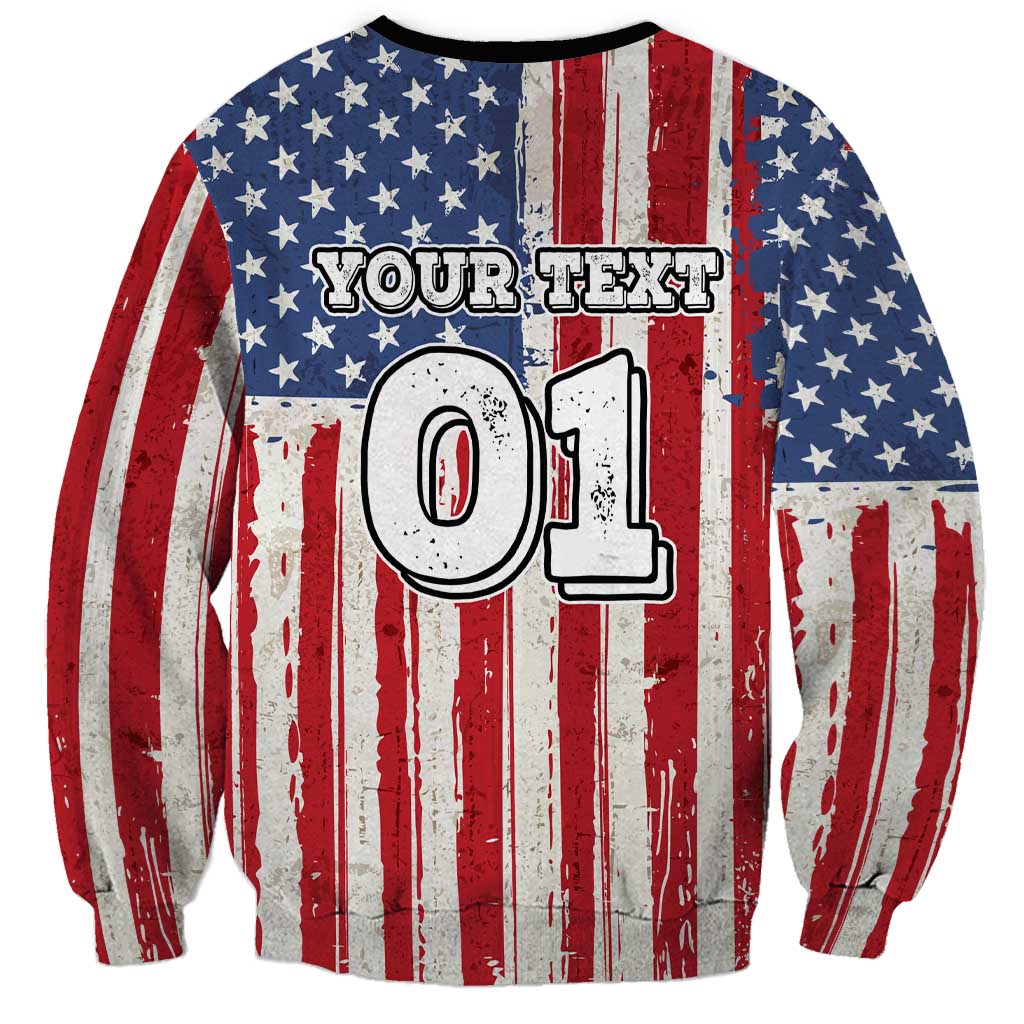 Personalized Motocross Rider Sweatshirt with American Flag and Thin Blue Line Pattern - Wonder Print Shop