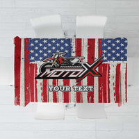 Personalized Motocross Rider Tablecloth with American Flag and Thin Blue Line Pattern - Wonder Print Shop
