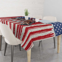 Personalized Motocross Rider Tablecloth with American Flag and Thin Blue Line Pattern - Wonder Print Shop