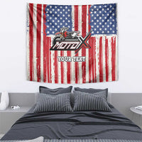 Personalized Motocross Rider Tapestry with American Flag and Thin Blue Line Pattern - Wonder Print Shop