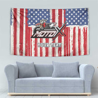 Personalized Motocross Rider Tapestry with American Flag and Thin Blue Line Pattern - Wonder Print Shop