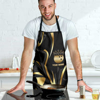Personalized Golden Tribal Bowling Ball Emblem Apron with Black Abstract Metallic Pattern - Wonder Print Shop