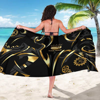 Personalized Golden Tribal Bowling Ball Emblem Sarong with Black Abstract Metallic Pattern - Wonder Print Shop