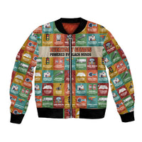 Everyday Genius Powered by Black Minds Bomber Jacket with Colorful Invention Icons Pattern - Wonder Print Shop