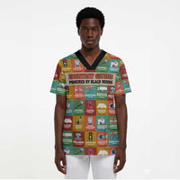 Everyday Genius Powered by Black Minds Scrub Top with Colorful Invention Icons Pattern - Wonder Print Shop