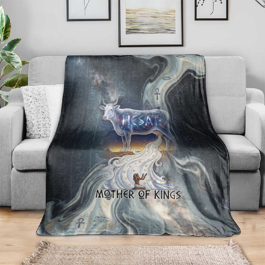Hesat Celestial Cow Egyptian Blanket with Mythic Sky Motif in Cosmic Theme