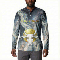 Hesat Celestial Cow Egyptian Button Sweatshirt with Mythic Sky Motif in Cosmic Theme