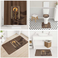 Imenet Sunlit Temple Columns Bathroom Set with Ancient Egyptian Offering Scene