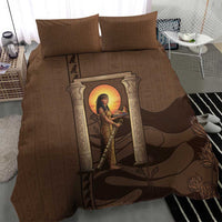 Imenet Sunlit Temple Columns Bedding Set with Ancient Egyptian Offering Scene