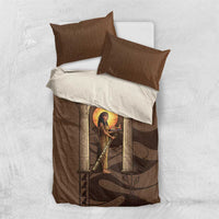Imenet Sunlit Temple Columns Bedding Set with Ancient Egyptian Offering Scene
