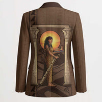 Imenet Sunlit Temple Columns Blazer with Ancient Egyptian Offering Scene