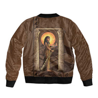 Imenet Sunlit Temple Columns Bomber Jacket with Ancient Egyptian Offering Scene