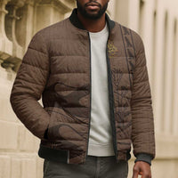 Imenet Sunlit Temple Columns Bomber Puffer Jacket with Ancient Egyptian Offering Scene