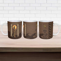 Imenet Sunlit Temple Columns Ceramic Mug with Ancient Egyptian Offering Scene