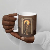 Imenet Sunlit Temple Columns Ceramic Mug with Ancient Egyptian Offering Scene