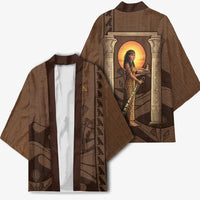 Imenet Sunlit Temple Columns Kimono with Ancient Egyptian Offering Scene