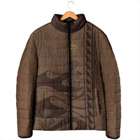 Imenet Sunlit Temple Columns Padded Jacket with Ancient Egyptian Offering Scene