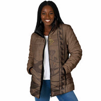 Imenet Sunlit Temple Columns Padded Jacket with Ancient Egyptian Offering Scene