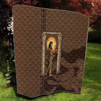 Imenet Sunlit Temple Columns Quilt with Ancient Egyptian Offering Scene