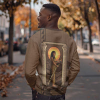 Imenet Sunlit Temple Columns Sweatshirt with Ancient Egyptian Offering Scene