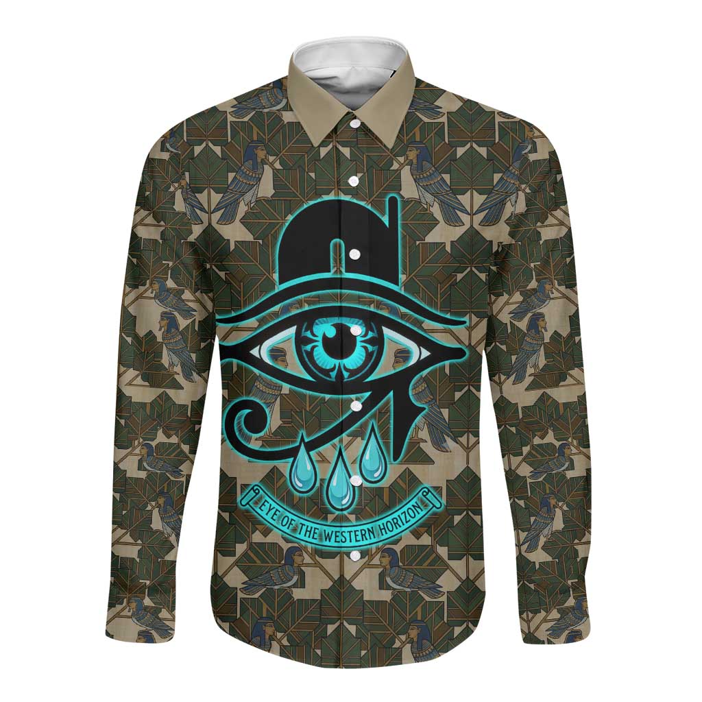 Imentet Egyptian Long Sleeve Button Shirt with Eye of Horus and Eternal Tree in Afterlife