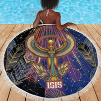 Isis Ankh Symbol Beach Blanket with Celestial Wings in Ancient Egyptian Cosmic