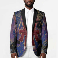 Isis Ankh Symbol Blazer with Celestial Wings in Ancient Egyptian Cosmic