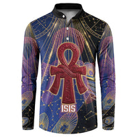 Isis Ankh Symbol Button Sweatshirt with Celestial Wings in Ancient Egyptian Cosmic