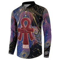Isis Ankh Symbol Button Sweatshirt with Celestial Wings in Ancient Egyptian Cosmic