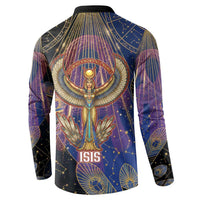 Isis Ankh Symbol Button Sweatshirt with Celestial Wings in Ancient Egyptian Cosmic